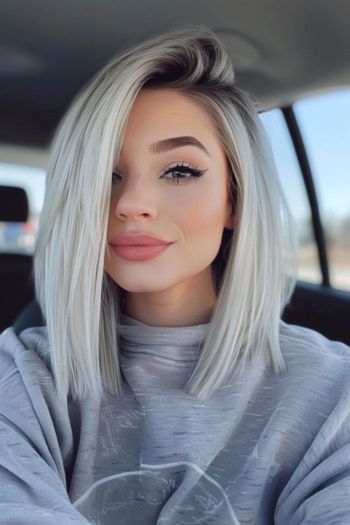 Blonde Lob (Long Bob) with Side Part Shoulder-Length Haircuts