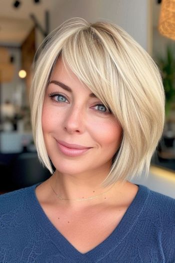 Chin-Length Bob With Side-Swept Bangs Bob Hairstyles For Women Over 40