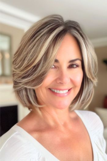 Frosted Layered Bob Bob Hairstyles For Women Over 40