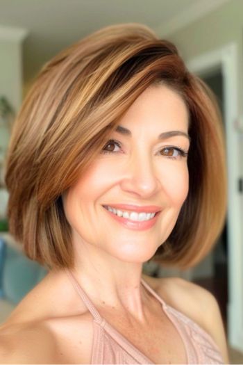 Layered Bob With Deep Side Part Bob Hairstyles For Women Over 40