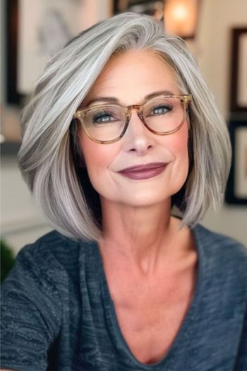 Layered Silver Bob Hairstyles For Women Over 40