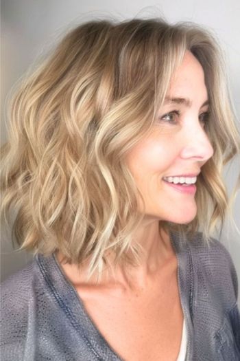 Long Wavy Bob With Beachy Texture Bob Hairstyles For Women Over 40