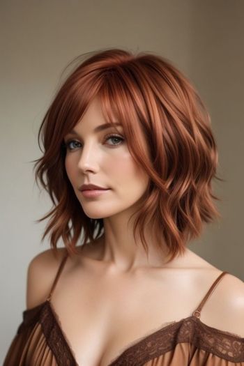 Medium-Length Auburn Lob Shoulder-Length Haircuts