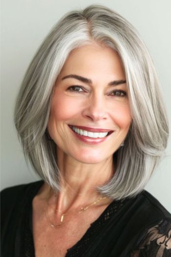 Sleek Bob With Face-Framing Highlights Bob Hairstyles For Women Over 40