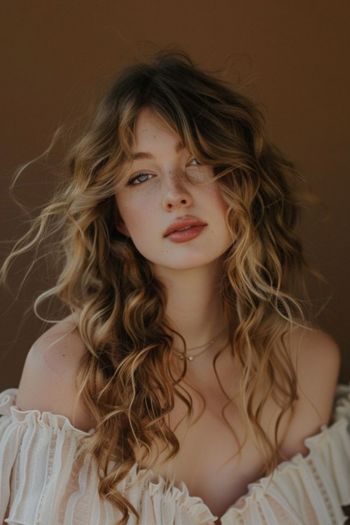 Soft Loose Waves With Bangs Shoulder-Length Haircuts