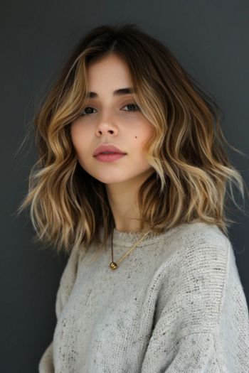 Soft Textured Long Bob Shoulder-Length Haircuts