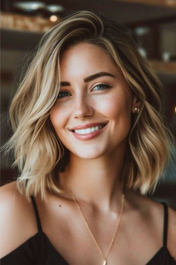 Soft Wavy Long Bob Shoulder-Length Haircuts