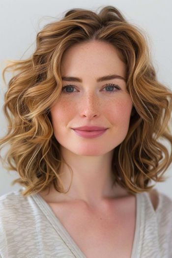 Wavy Lob for Fine Hair Shoulder-Length Haircuts